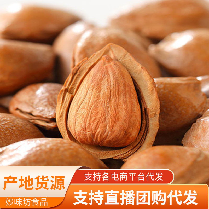 新疆原味杏仁批发代发500g 五香薄壳坚果零食大颗粒手剥带壳杏仁