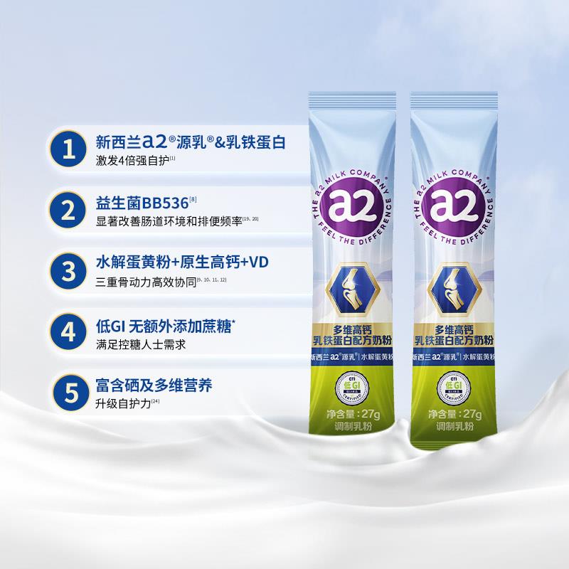 a2钙乳铁蛋PPR白奶粉无蔗糖便高携兰新西餐家庭早成人27g*2