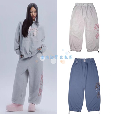 jennie同款星星字母印花休闲裤女