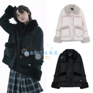 现货hugyourskin 2025冬季新款千金风宽松皮毛一体毛领夹克外套女