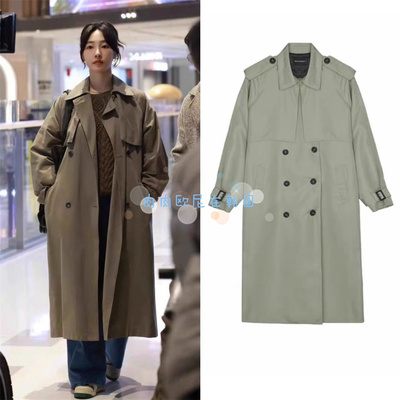 白百何同款休闲翻领风衣外套女