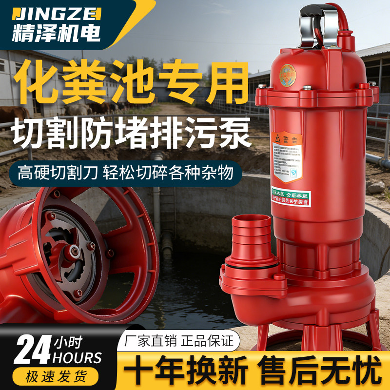 大元铸铁污水泵切割家用化粪池排污泵220养殖场无堵塞泥浆三相