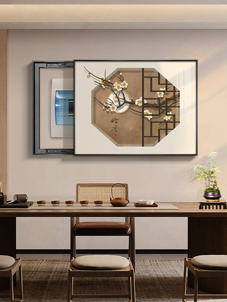 新中式遮挡电表箱装饰画电闸箱配电箱挂画开关电闸盒强弱电箱壁画