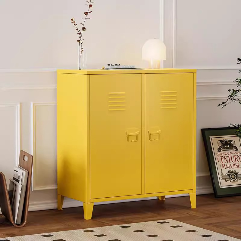 晨一奶油风餐边柜家用钢制储物柜