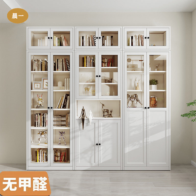书柜钢制钢化玻璃简约现代