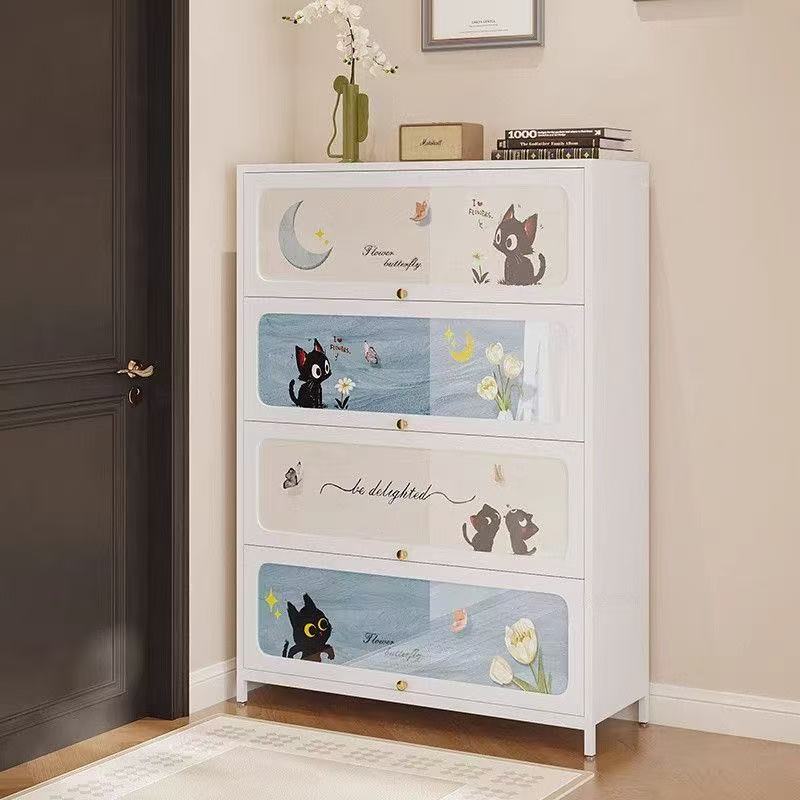 家用钢制鞋柜一体靠墙防尘储物