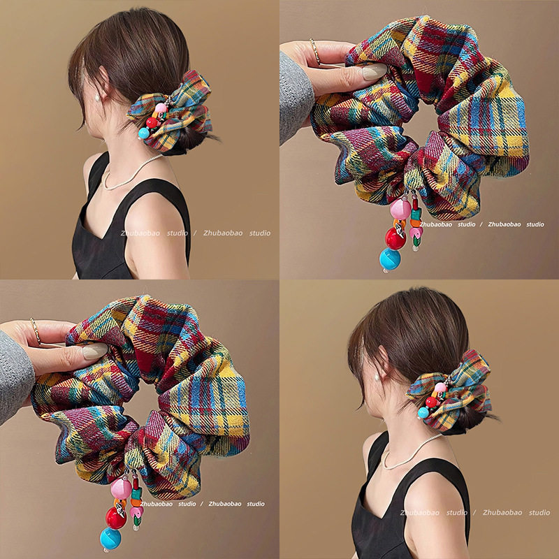乌托邦！趣味彩虹格子发圈高级感设计发绳可爱文化创意手环