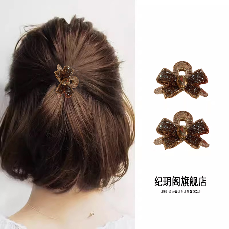 发夹女2023新款后脑勺水钻蝴蝶结
