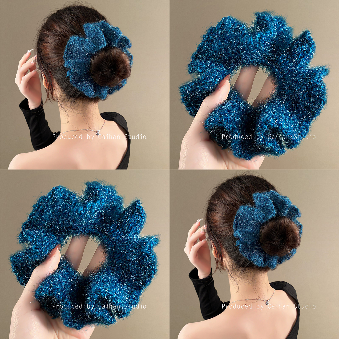 旧蓝织星~气质毛线木耳边发圈发圈韩系高级感秋冬大肠圈旅行发卡