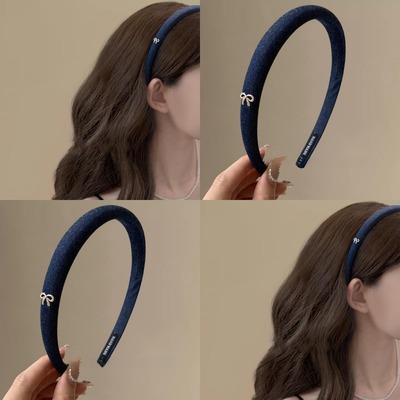 美到语塞~蝴蝶结牛仔发箍女百搭甜酷细发箍2024新款小众头箍