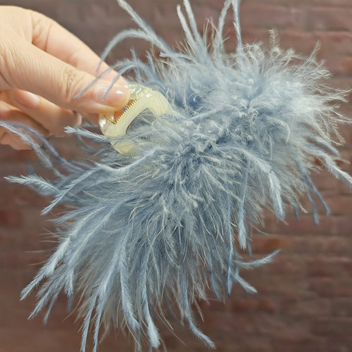 超大黑色鸵鸟毛羽毛鲨鱼夹抓夹