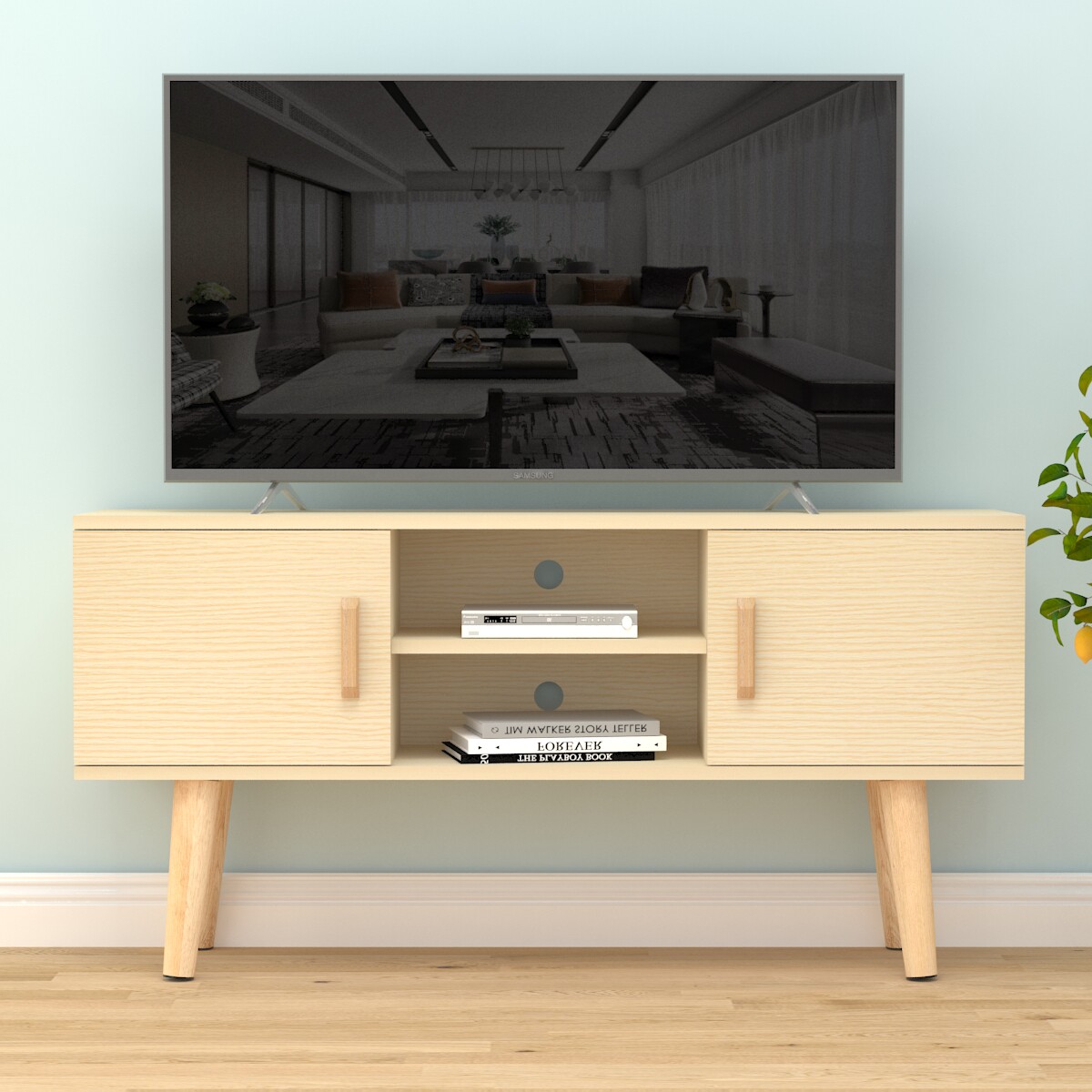 北欧实木小户型客厅电视柜高款家用窄卧室电视机柜1.2米现代简约