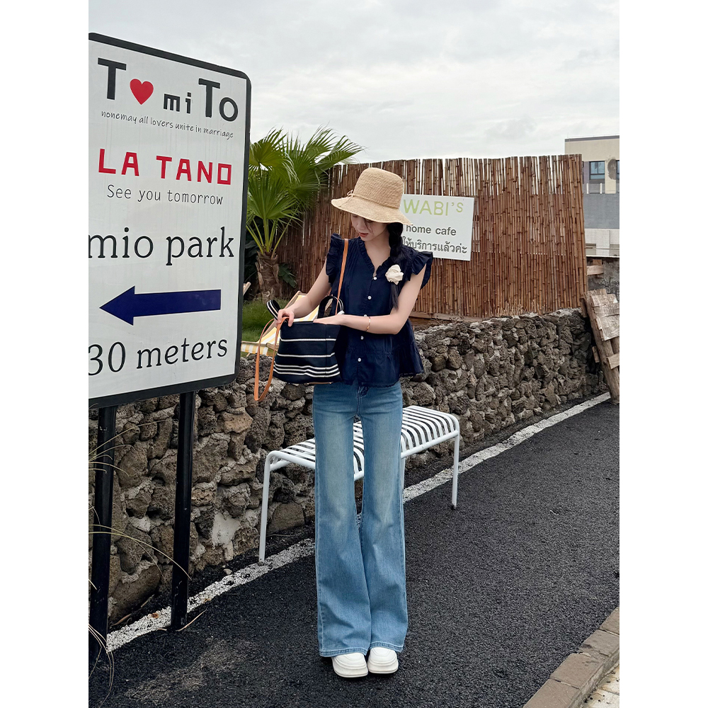 王家有鱼夏季薄款莱赛尔牛仔裤女