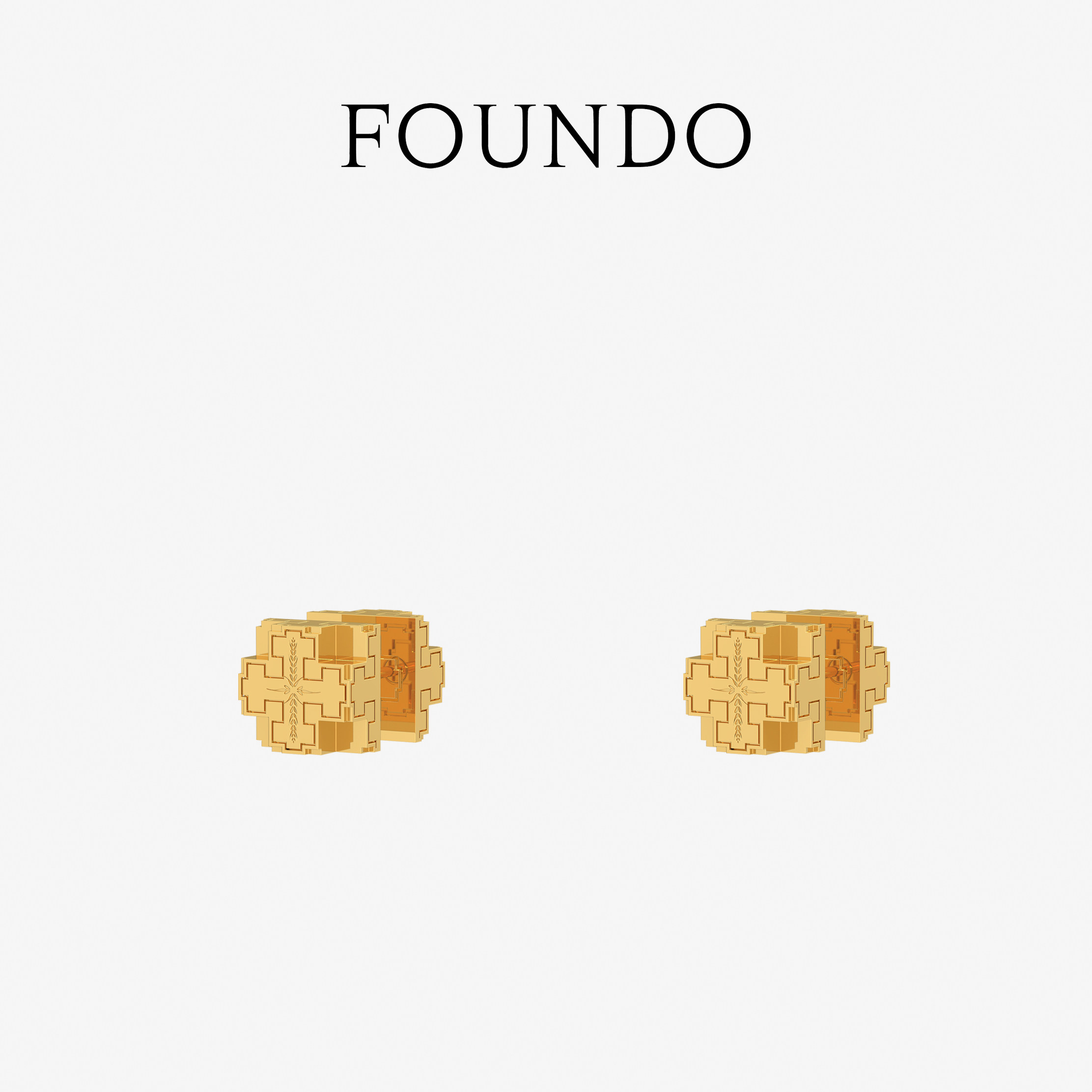 [3期免息] FOUNDO/丰十 十 CITIZEN 18K黄金十字方块分体耳钉