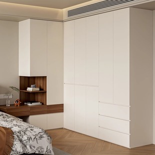 卧室悬浮床头柜转角衣柜组合定制分段式衣橱免拉手衣帽间定制L形