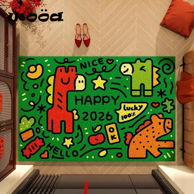 2026新款新年马年红色卡通丝圈入户地垫玄关防滑垫可裁剪脚垫门垫,居家布艺,入户地垫,淘宝优惠券,粉丝福利购,淘宝优惠卷