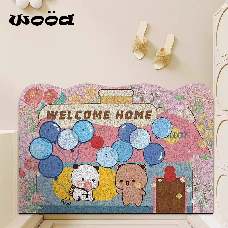 一二布布入户门地垫高级丝圈门口进门脚垫小清新玄关防滑蹭土地毯