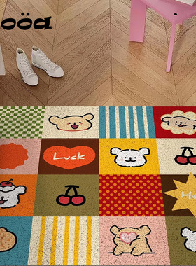 线条小狗入户门地垫进门门垫丝圈除尘脚垫可裁剪耐脏玄关地毯垫子