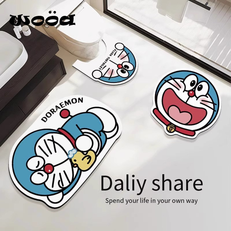 卡通哆啦A梦浴室地垫地垫硅藻泥吸水防滑可爱卫生间脚垫浴缸厕所,居家布艺,家用脚垫,淘宝优惠券,粉丝福利购,淘宝优惠卷