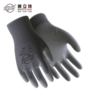 赛立特N10559 通用作业手套 灰色涤纶PU涂胶防滑耐磨维修搬运施工