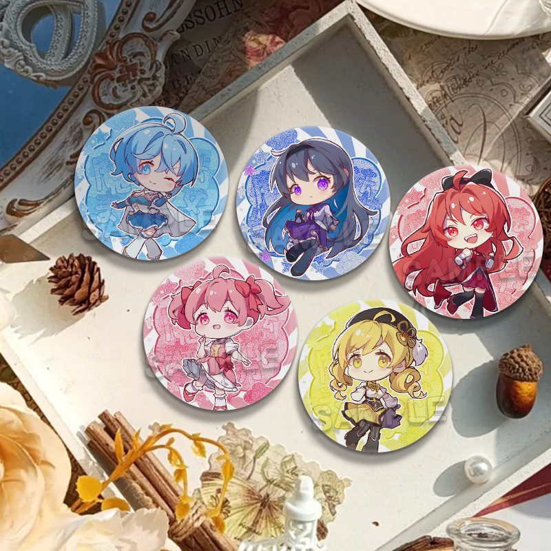 魔法少女小圆动漫周边谷子双闪吧唧鹿目圆晓美焰巴麻美徽章胸针