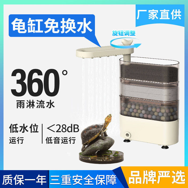 2025新款乌龟缸三合一过滤器自动瀑布净水源循环滤盒清洁神器