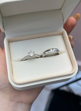 精工工艺S925银莫桑石情侣对戒从一而终婚戒戒指高级百搭源头