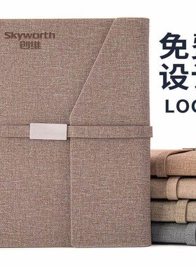 a5笔记本子简约加厚记事本商务会议公记录仿布纹带扣本子大