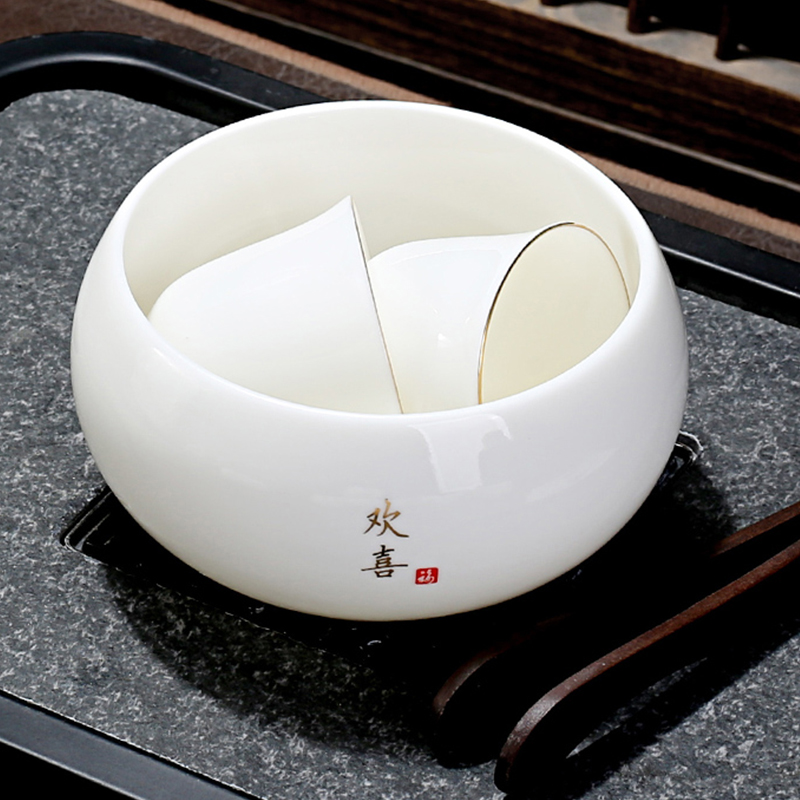 杯洗茶渣缸羊脂玉瓷小号水盂