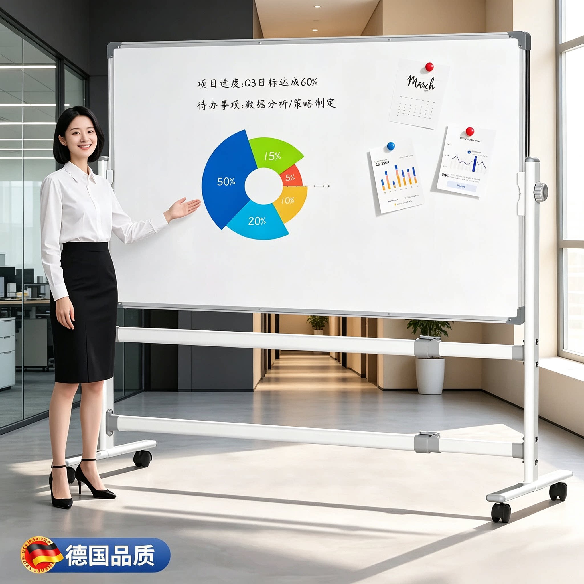 支架式白板办公家用轻松可擦图片