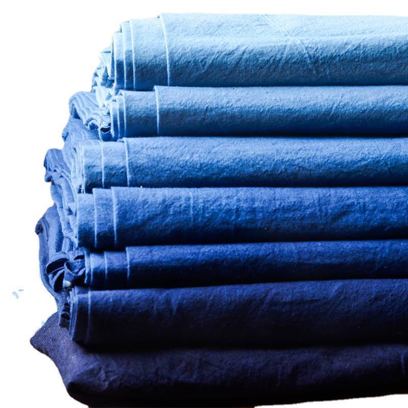 凤：江南传统纯手工植印布染纯棉素色布料蓝印花蜡染物布靛丹蓝色