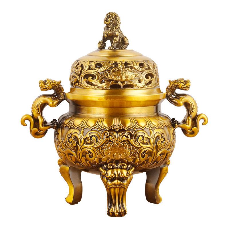 铜香炉仿古铜器塔香炉盘香炉家居客厅装饰工艺品铜狻猊凉亭香炉