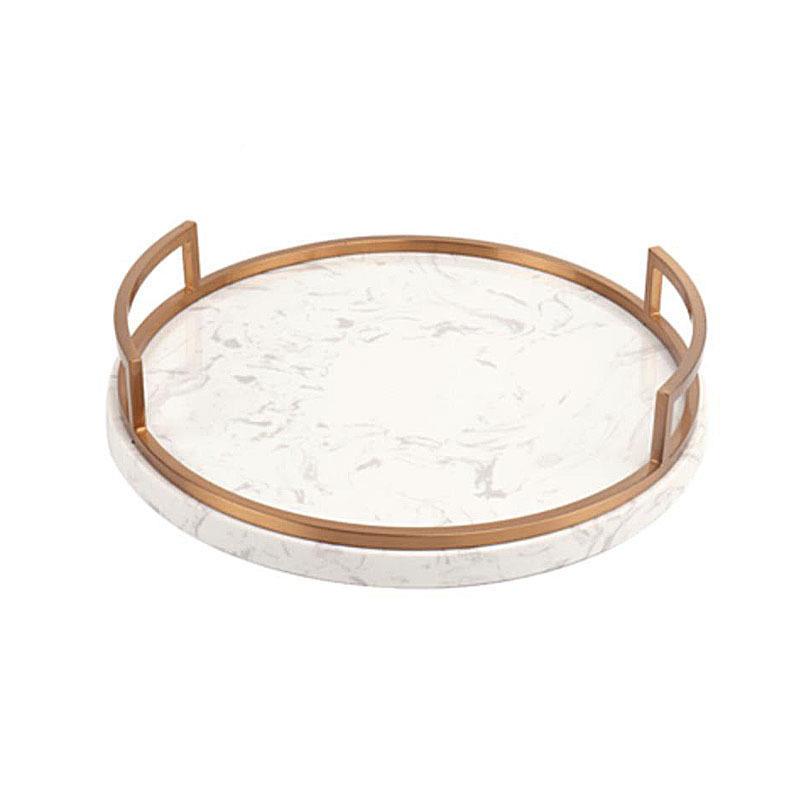 黑白WRG色大金板属理石托盘金色圆方形北现代首饰餐盘样间欧软装