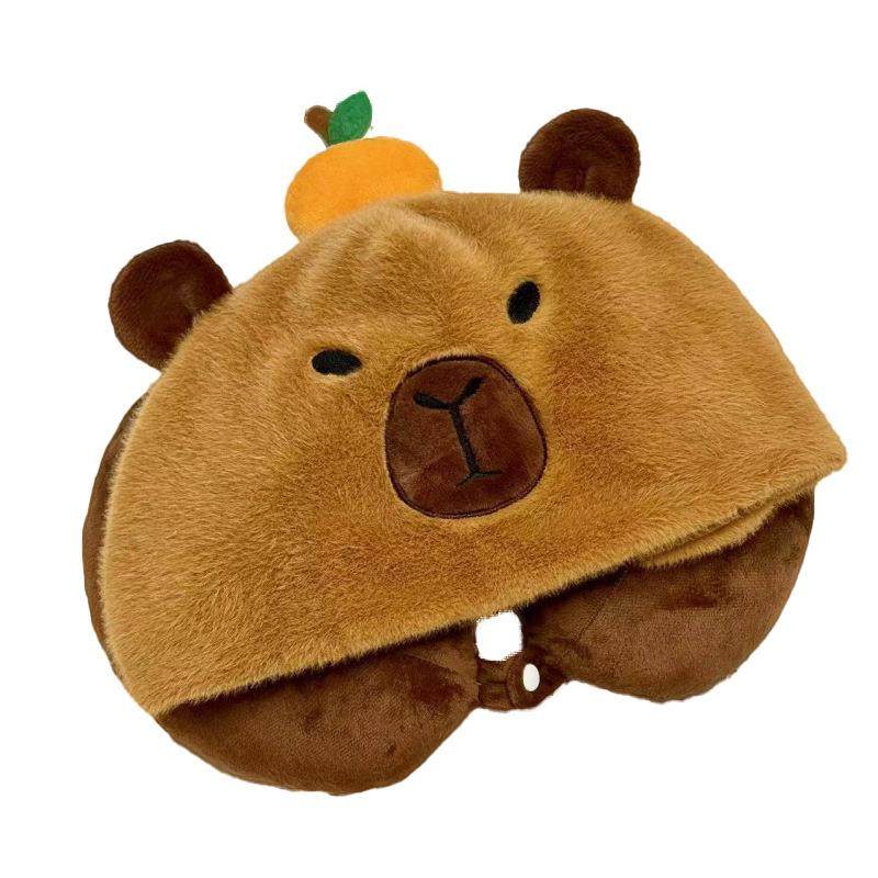 可爱水豚u型连帽枕卡通卡皮巴拉护颈头枕办公室午睡带帽飞机枕头,床上用品,U型枕/便携枕,淘宝优惠券,粉丝福利购,淘宝优惠卷