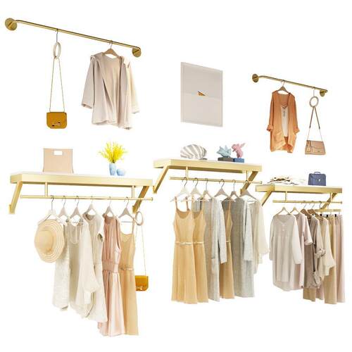 服装店上墙展示架简约墙上壁挂式女装店挂衣架陈列货架童装衣架杆