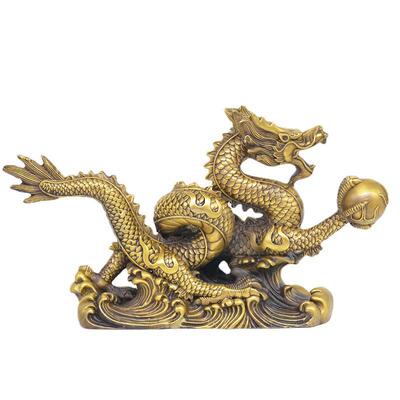 宏达黄铜铜龙龙腾四海家居办公新玄关生肖祥龙摆件