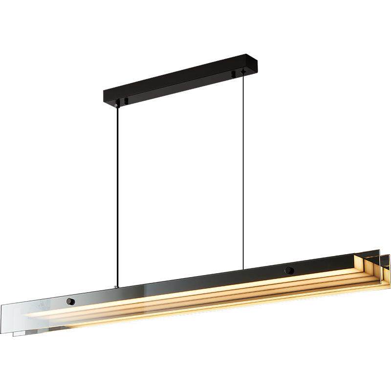 意式极简吊灯2025新款餐厅吧台设计师可升降一字长条玻璃客厅吊灯