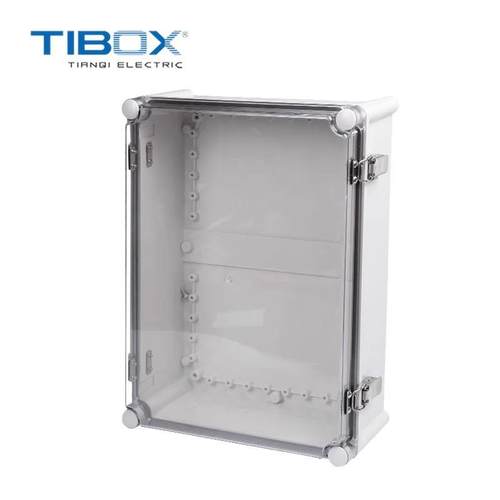 天齐户外防水透明塑料接线盒不锈钢铰链搭扣密封盒可开孔