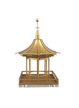 新中式禅意金属建筑凉亭桌面装饰摆件客厅书房玄关酒店家居装饰品