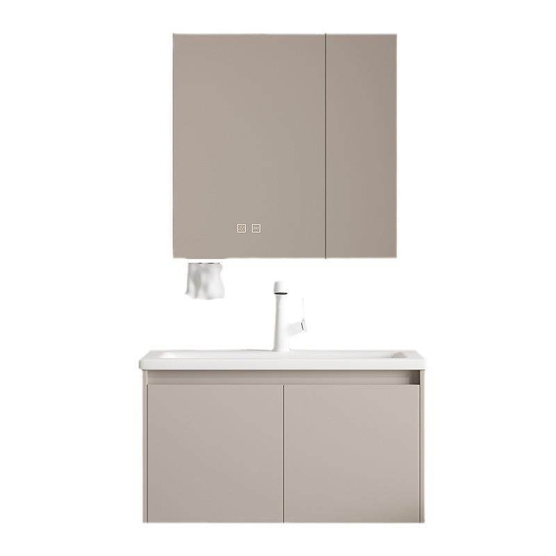 40宽奶油风浴室柜蜂窝铝组合陶瓷一体盆小户型小尺寸卫生间洗脸盆