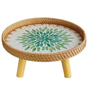 藤编小茶几北欧轻奢榻榻米小边几民宿迷你圆桌创意客厅边几小桌子