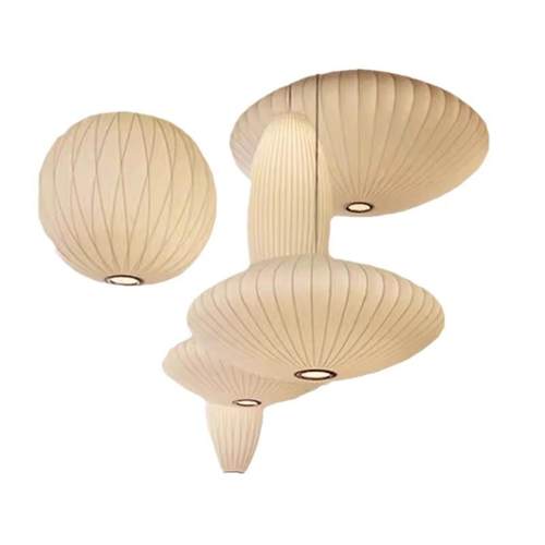 设计师款艺术餐厅客厅灯笼北欧主卧室茶室日式中古侘寂风蚕丝吊灯