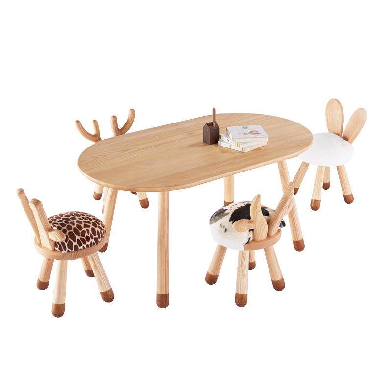 创意可爱白蜡木儿童礼物动物椅小牛小羊小兔长颈鹿小鹿凳早教桌椅,住宅家具,儿童学习桌,淘宝优惠券,粉丝福利购,淘宝优惠卷