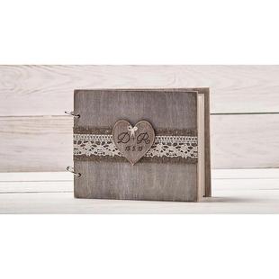 新款新郎结婚宾客签到本婚礼签名册创意蕾丝爱心镂空雕刻心装饰