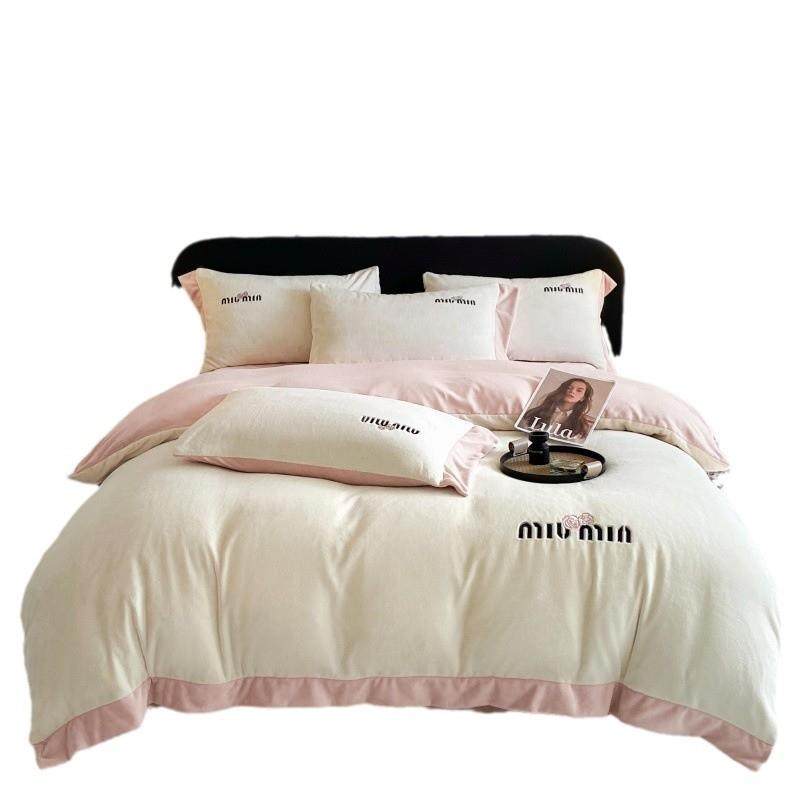 秋冬轻奢牛奶绒四件套加厚保暖珊瑚绒刺绣被套法兰绒床单床笠4,床上用品,床品套件/四件套/多件套,淘宝优惠券,粉丝福利购,淘宝优惠卷