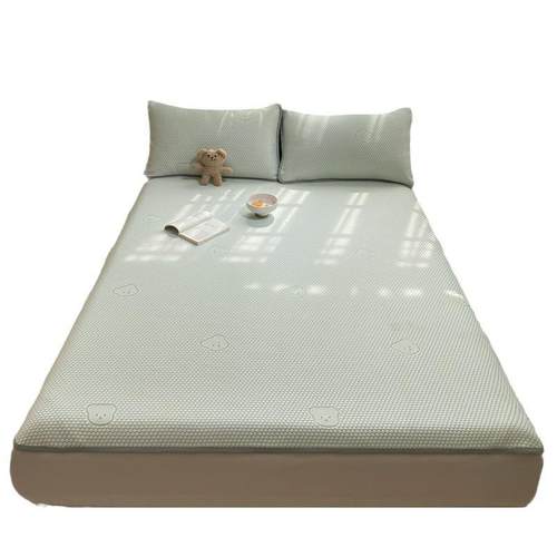 夏季冰豆豆冰丝凉席三件套母婴级床笠款软席可水洗单双人席子