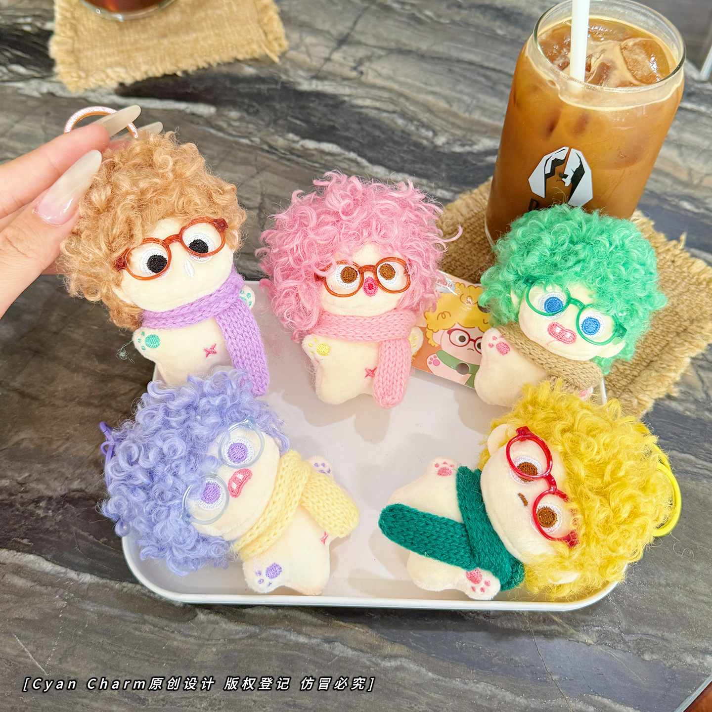 迷你卷毛棉花娃娃可爱玩偶背包挂件卡通毛绒公仔儿童钥匙扣小礼物