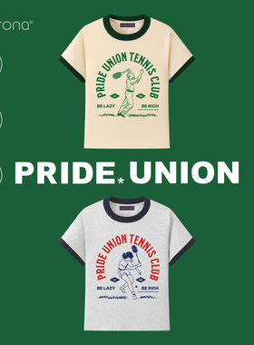 Pride Union骄傲集结索罗纳环保7A抗菌面料复古网球印花女士T恤