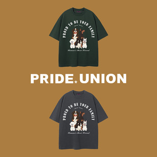 PRIDE 复古宽松中性精梳棉T恤男 UNION原创设计宠物系列比全家福式