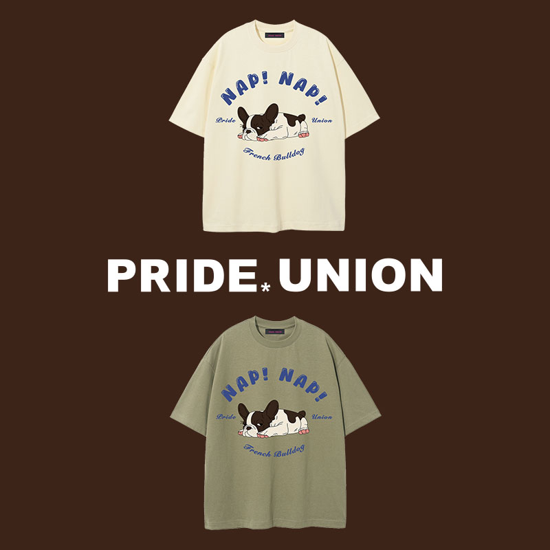 PRIDEUNION美式复古T恤男宽松